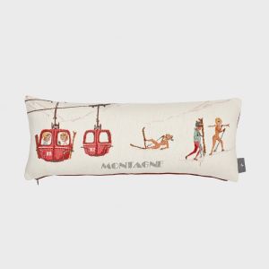 Ski scenes cushion m/innmat 22x58 cm