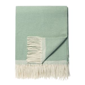 Lammeullspledd m/ frynser - Soft Green